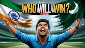 Prompt for YouTube Thumbnail Design___Design an eye-catching YouTube thumbnail featuring the flags of India and Pakistan to represent a high-stakes cricket match between the two rivals. T